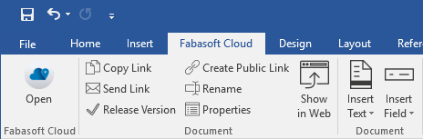 Microsoft Word: "Fabasoft Cloud" tab